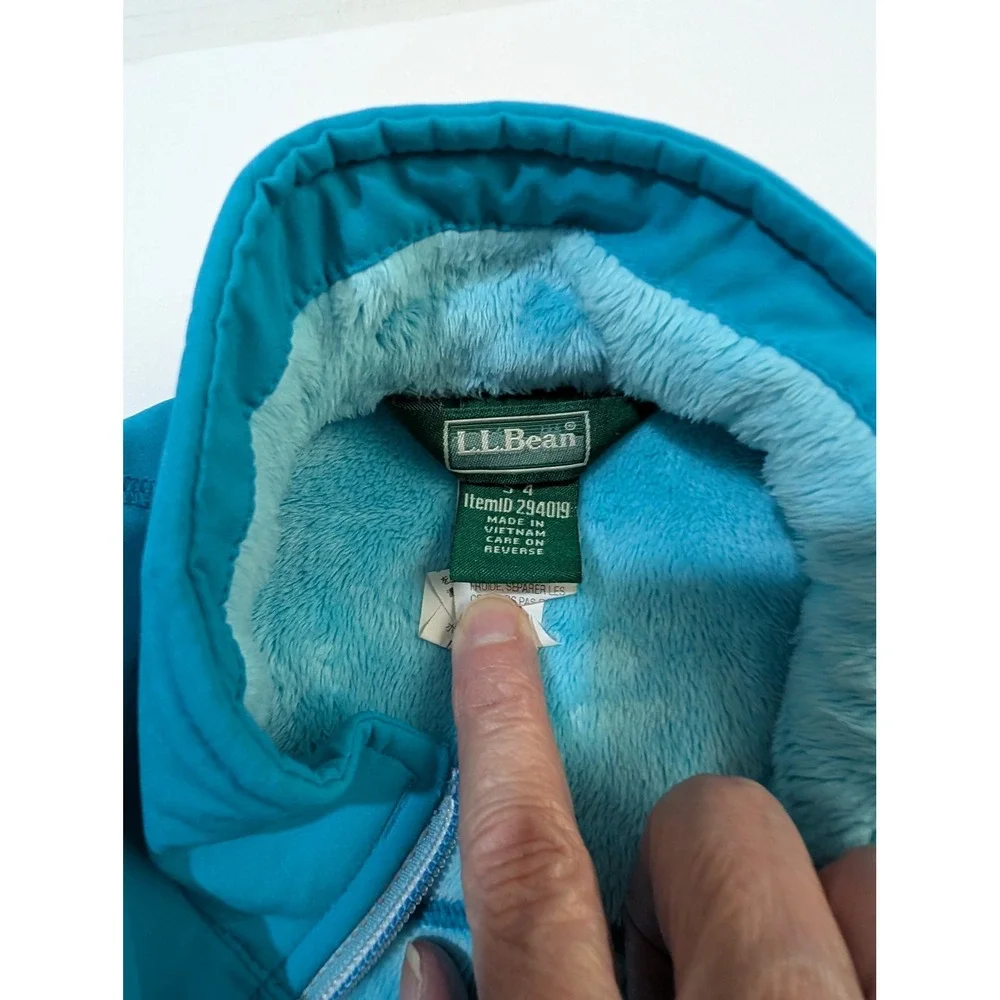 LL Bean Kids Blue Softshell Fleece Lined Jacket Full Zip Size S 4 294019